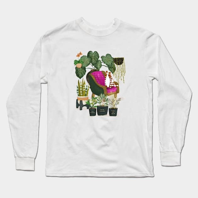 Cat sitting in a cozy chair Long Sleeve T-Shirt by Bridgett3602